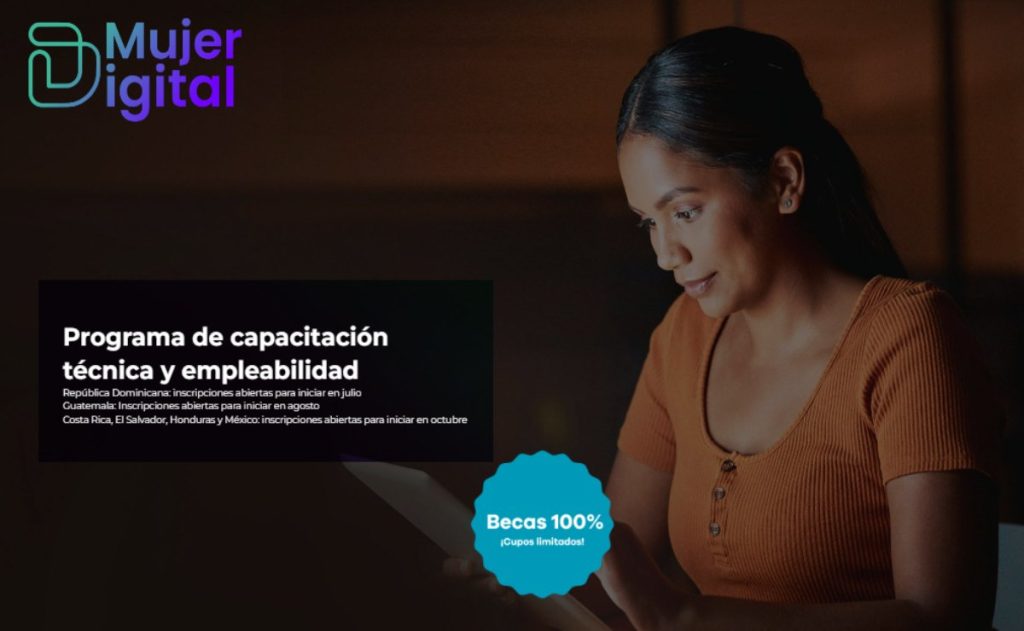 Mujer Digital es un programa en línea que busca certificar mujeres de Latinoamérica en temas fintech, como Coding y Ciberseguridad, totalmente gratis.